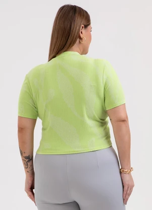 Habana - Blusa Plus Size Canelada Verde - HABANA