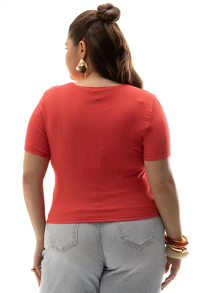 Cativa - Blusa Plus Size Canelada Vermelho - CATIVA