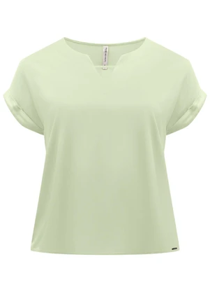 Lunender Mais Mulher - Blusa Plus Size com Mangas Curtas Dobradas Verde - LUNENDER MAIS MULHER