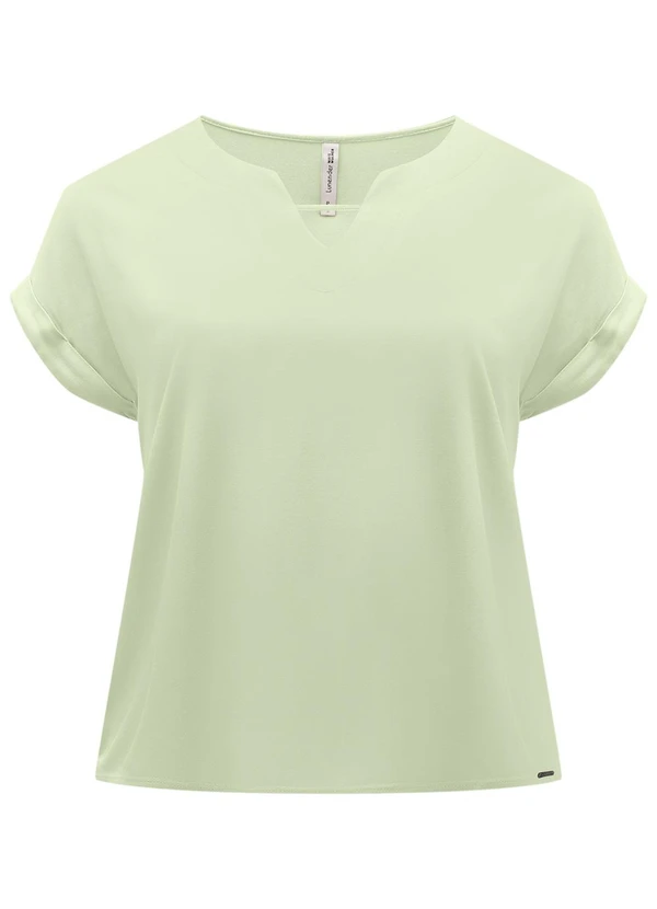 Lunender Mais Mulher - Blusa Plus Size com Mangas Curtas Dobradas Verde