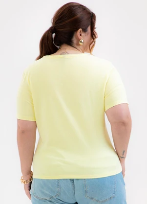 Habana - Blusa Plus Size de Algodão com Foil Amarelo - HABANA