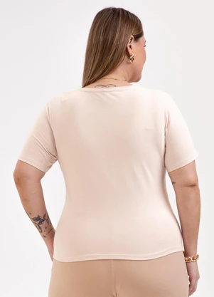 Habana - Blusa Plus Size de Algodão com Foil Rosa - HABANA