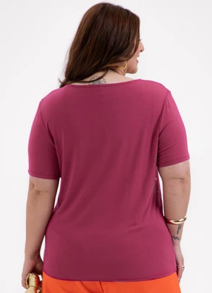 Habana - Blusa Plus Size Decote V em Misturinha Pink - HABANA