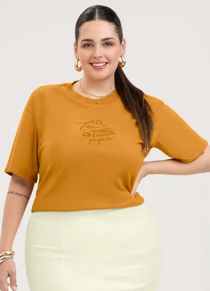 Cativa - Blusa Plus Size em Algodão Laranja - CATIVA
