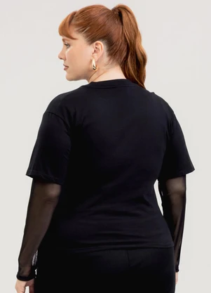 Cativa - Blusa Plus Size em Algodão Preto - CATIVA