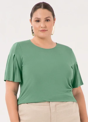 Lunender Mais Mulher - Blusa Plus Size em Malha e Amplas Verde - LUNENDER MAIS MULHER