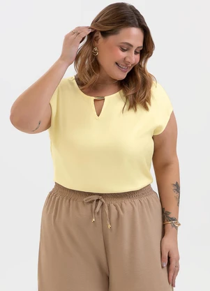 Habana - Blusa Plus Size em Misturinha Amarelo - HABANA