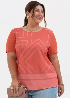Habana - Blusa Plus Size em Misturinha Laranja - HABANA
