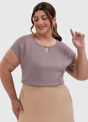 Habana - Blusa Plus Size em Misturinha Lilás - HABANA