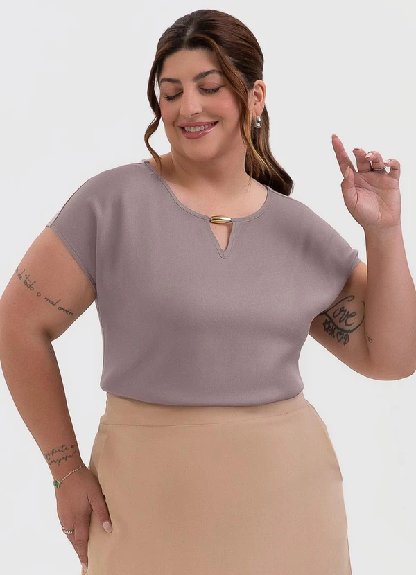 Habana - Blusa Plus Size em Misturinha Lilás