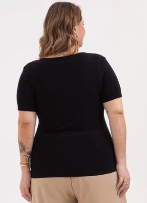 Habana - Blusa Plus Size em Misturinha Preto - HABANA