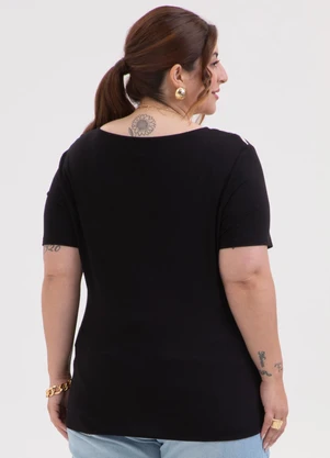 Habana - Blusa Plus Size em Misturinha Preto - HABANA