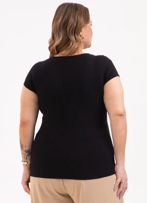 Habana - Blusa Plus Size em Misturinha Preto - HABANA