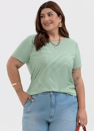 Habana - Blusa Plus Size em Misturinha Verde - HABANA