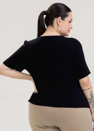 Cativa - Blusa Plus Size em Viscose Preto - CATIVA