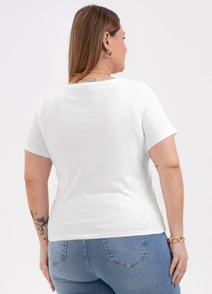 Habana - Blusa Plus Size Estampa Puff em Algodão Branco - HABANA