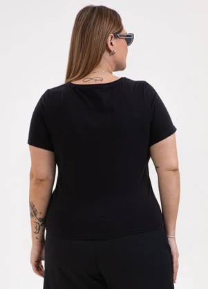 Habana - Blusa Plus Size Estampa Puff em Algodão Preto - HABANA
