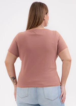 Habana - Blusa Plus Size Estampa Puff em Algodão Rosa - HABANA