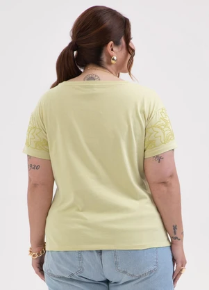 Habana - Blusa Plus Size Estampa Puff em Algodão Verde - HABANA