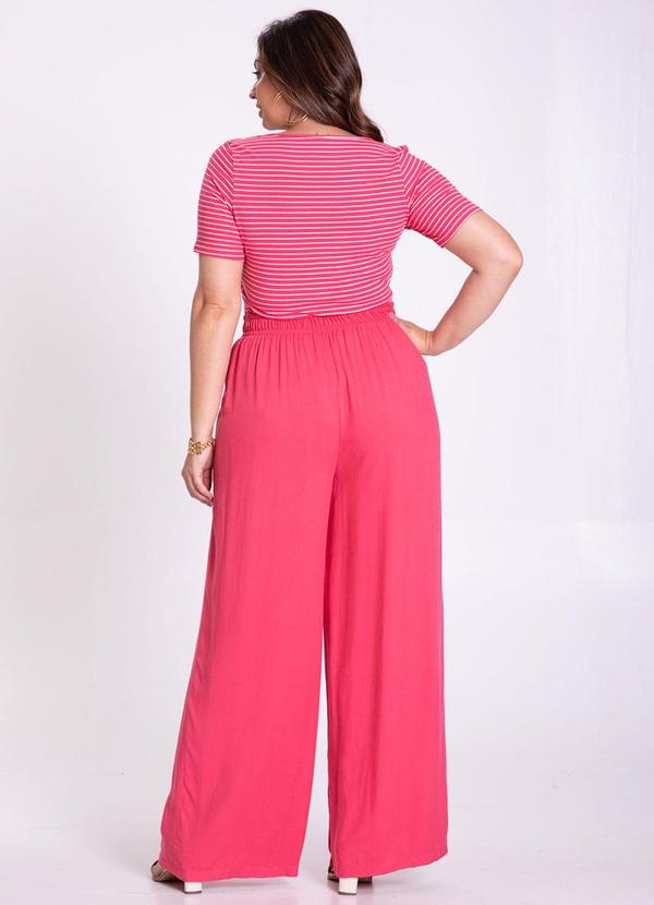 Lunender Mais Mulher - Blusa Plus Size Listrada com Franzido Busto Rosa 4