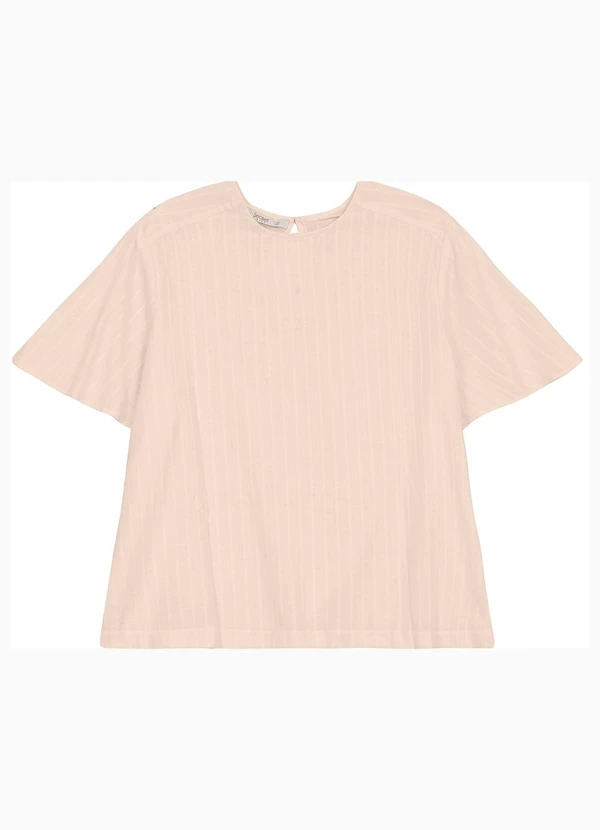 Secret Glam - Blusa Plus Size Manga Curta Bege 2