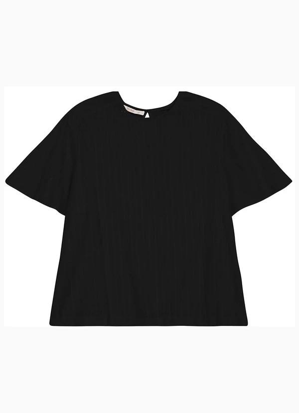 Secret Glam - Blusa Plus Size Manga Curta Preto