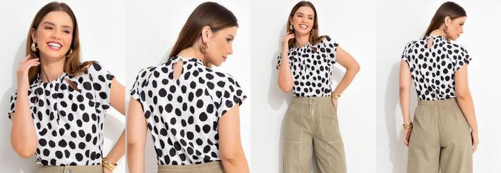 Blusa Po� Abstrato em Malha Crepe