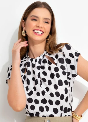 bonprix - Blusa Poá Abstrato em Malha Crepe - BONPRIX