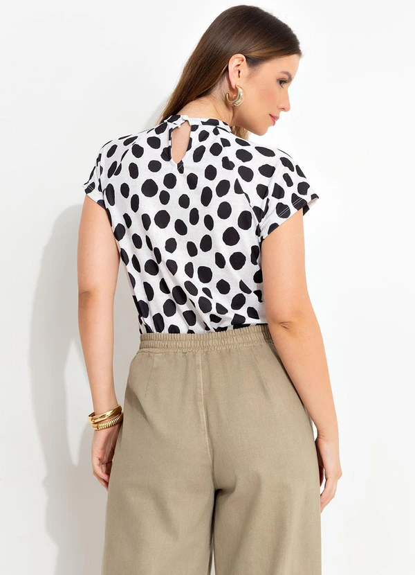 bonprix - Blusa Poá Abstrato em Malha Crepe 4