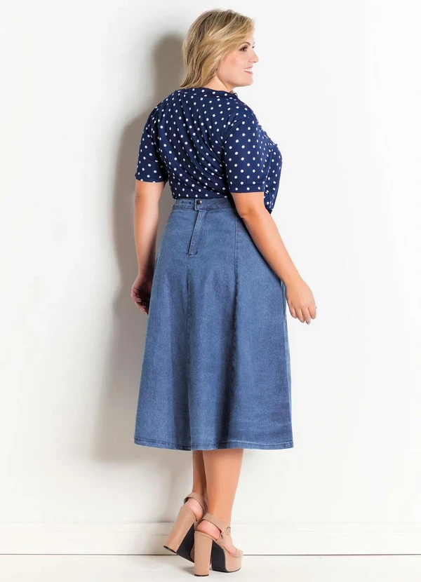 Rosalie - Blusa Poá Azul com Gola Laço 10