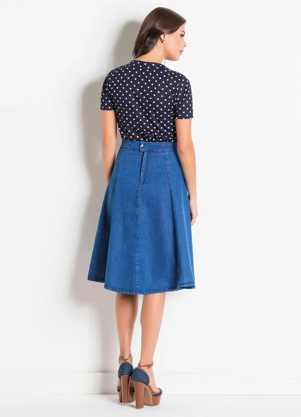 Rosalie - Blusa Poá Azul com Gola Laço 5