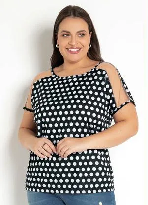 Moda Pop - Blusa Poá com Transparência nas Mangas - MODA POP