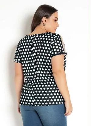 Moda Pop - Blusa Poá com Transparência nas Mangas - MODA POP