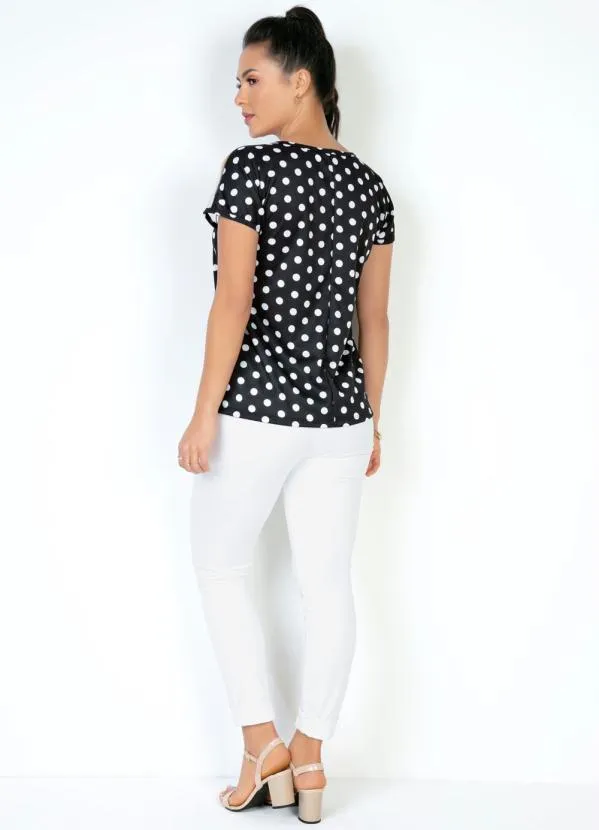 Moda Pop - Blusa Poá com Transparência nas Mangas 4