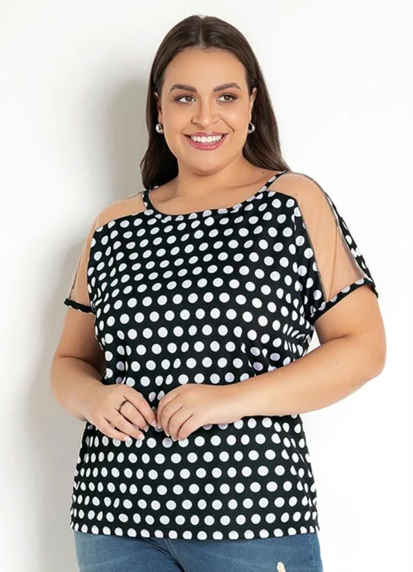 Moda Pop - Blusa Poá com Transparência nas Mangas 5