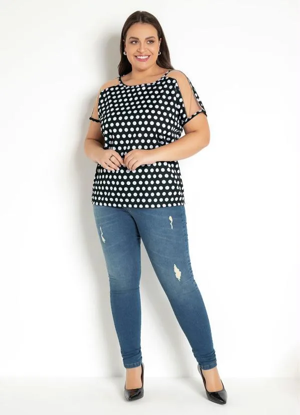 Moda Pop - Blusa Poá com Transparência nas Mangas 7