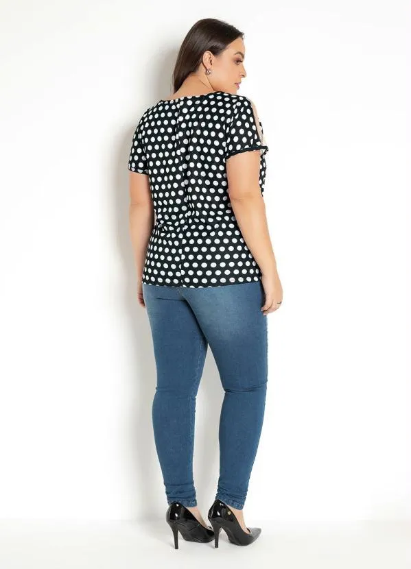 Moda Pop - Blusa Poá com Transparência nas Mangas 8