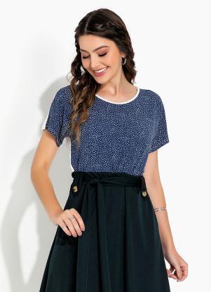 Blusa (Po Marinho) Ampla Moda Evanglica