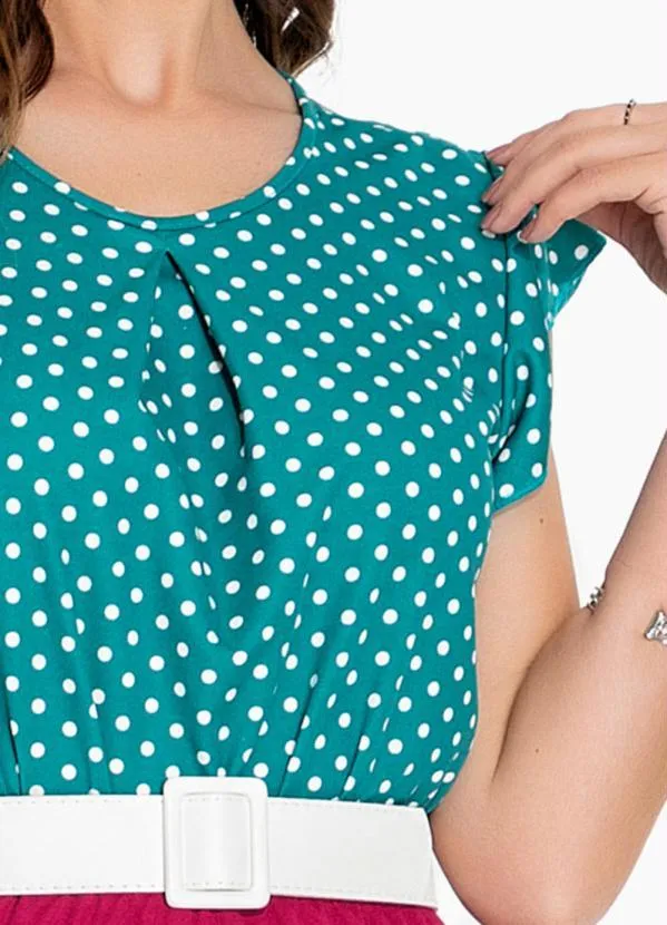 Rosalie - Blusa Poá Verde com Prega 3