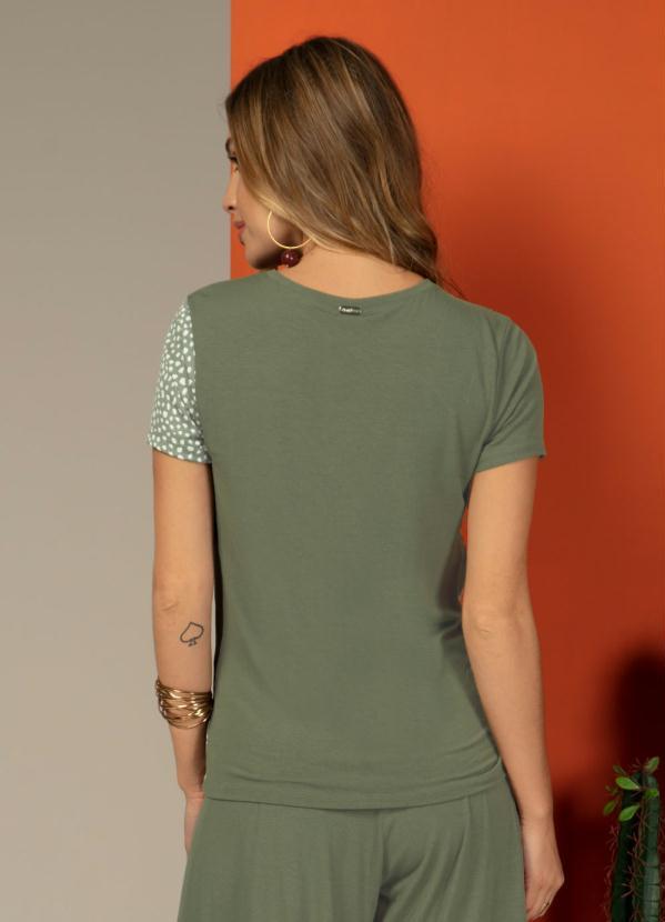 Quintess - Blusa Poá Verde com Recorte Diagonal com Cadarço 2