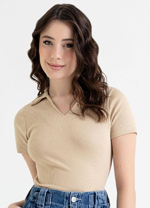Just Basic - Blusa Polo em Ribana Básica Marrom