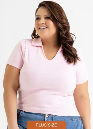 Just Basic - Blusa Polo em Ribana Básica Rosa - JUST BASIC
