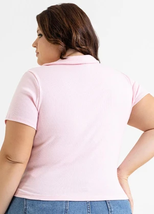 Just Basic - Blusa Polo em Ribana Básica Rosa - JUST BASIC