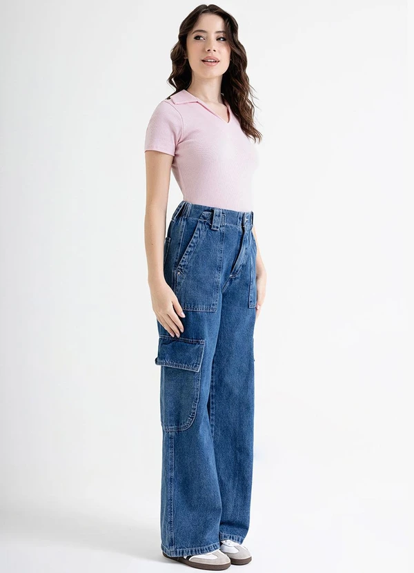 Just Basic - Blusa Polo em Ribana Básica Rosa 2