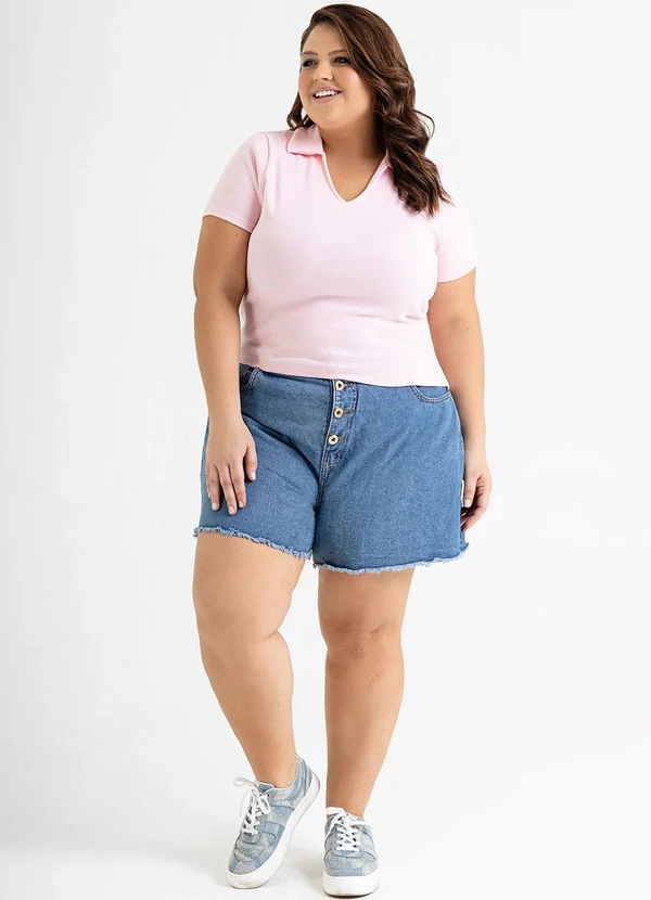 Just Basic - Blusa Polo em Ribana Básica Rosa 5