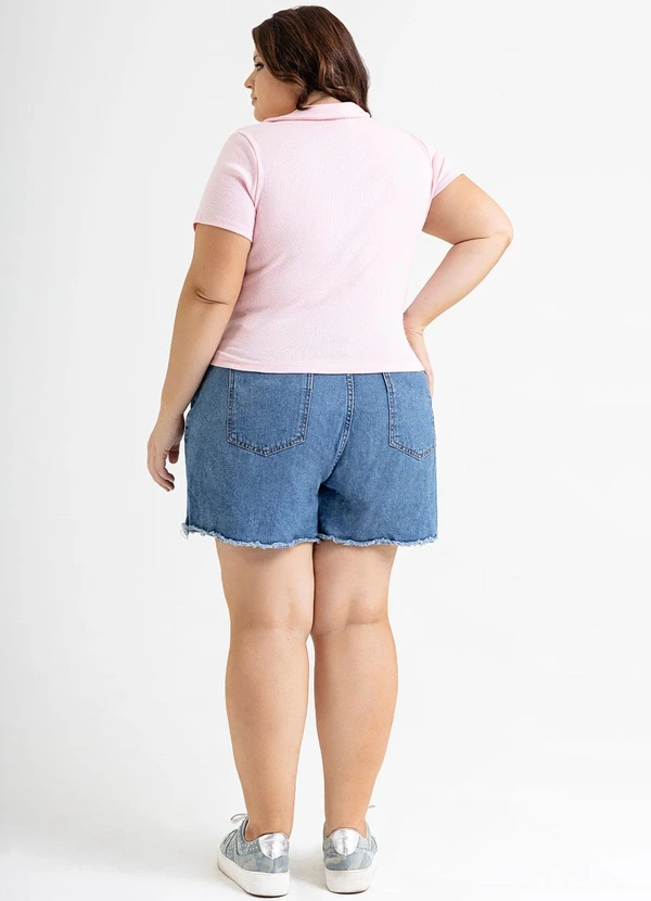 Just Basic - Blusa Polo em Ribana Básica Rosa 6