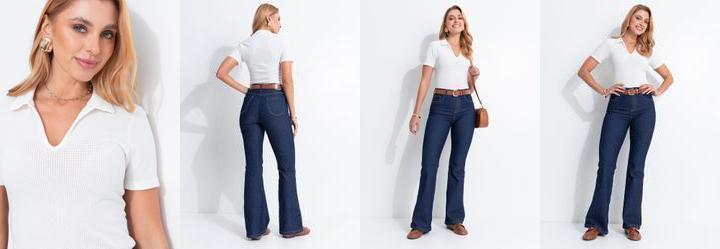 Blusa Polo Off White em Malha Texturizada