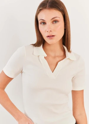 Sofie - Blusa Polo Reta Canelada Manga Curta Urban Codes - - SOFIE