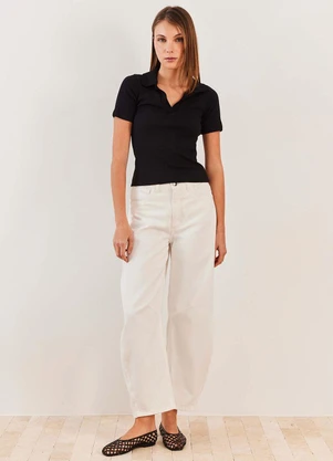 Sofie - Blusa Polo Reta Canelada Manga Curta Urban Codes - - SOFIE