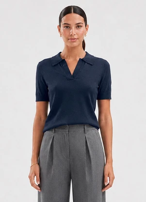 Rovitex - Blusa Polo Tricot Azul - ROVITEX
